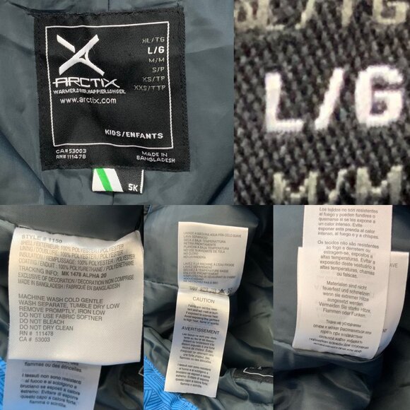 Arctix Kids Snow Pants with Reinforced Knees and Seat L Blue - Picture 4 of 14